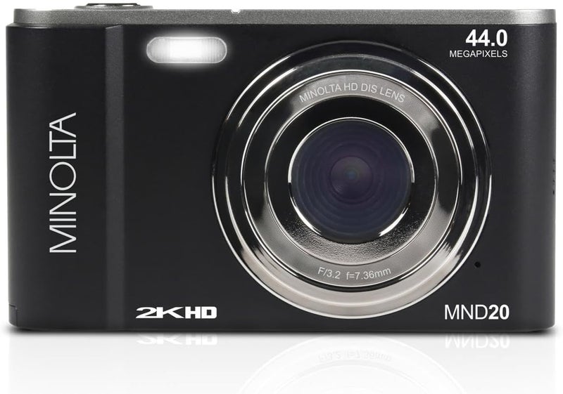 Minolta MND20 44MP Digital Camera – 2.7K Ultra HD Video, 16X Digital Zoom, Anti-Shake Stabilization, Time Lapse, Face Detection, 2.9-inch LCD Display – Lightweight Compact Camera (Black) - Image 1